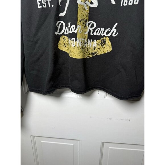 Yellowstone Dutton Ranch Cropped Sweatshirt Womens Large Black Long Sleeve - Picture 3 of 9